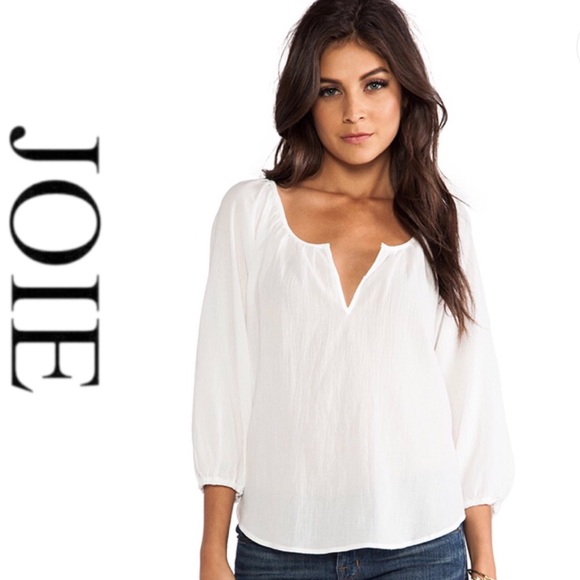 Joie Tops - JOIE white sheer gauze boho peasant top blouse M